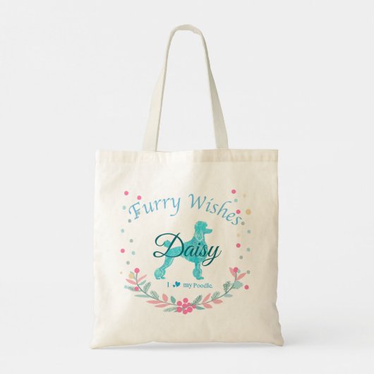 Cute Pastel Blue Poodle | Personalized Christmas Tote Bag (Achterkant)