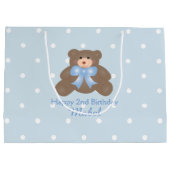 Cute Pastel Blue Ribbon Teddy Bear Boy Birthday Large Cadeautasje (Achterkant)