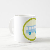 Cute Pastel Blue School Bus Icon Koffiemok (Voorkant links)