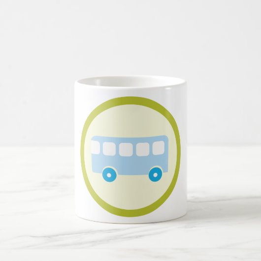 Cute Pastel Blue School Bus Icon Koffiemok (Center)