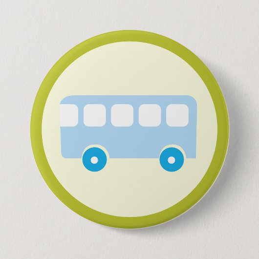 Cute Pastel Blue School Bus Icon Ronde Button 7,6 Cm (Voorkant)