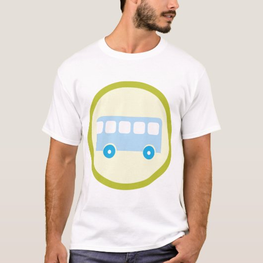 Cute Pastel Blue School Bus Icon T-shirt (Voorkant)