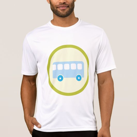 Cute Pastel Blue School Bus Icon T-shirt (Voorkant)