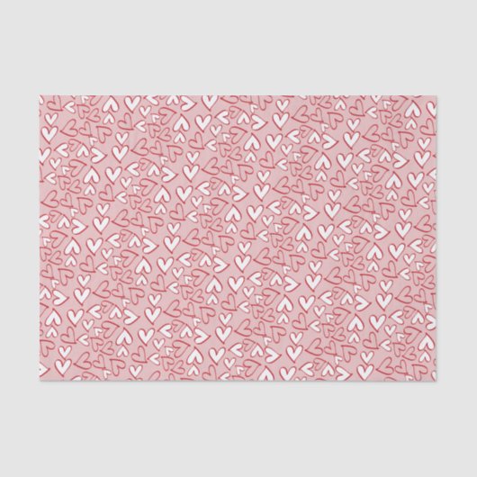 Cute Pastel Blush Pink Red Hearts Patroon Tissuepapier (Voorkant)