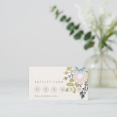 Cute Pastel Boho Blush Blue Floral 6 Punch Loyalty Visitekaartje (Staand voorkant)
