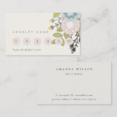 Cute Pastel Boho Blush Blue Floral 6 Punch Loyalty Visitekaartje (Voorkant / Achterkant)