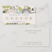 Cute Pastel Boho Blush Blue Floral 6 Punch Loyalty Visitekaartje (Voorkant / Achterkant)
