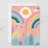 Cute Pastel Boho Regenboog & Zon Boven Bos  Kaart (Achterkant)