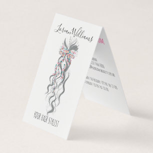 Cute Pastel Bruid Golvend Kapsel Kapsalon Bloemen Visitekaartje