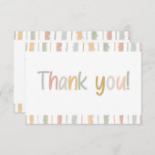 Cute Pastel Brush Strokes Stripes Baby shower Bedankkaart (Voorkant / Achterkant)