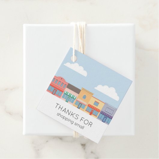 Cute Pastel Buildings Modern Hang Tag Bedankjes Labels (In situ)