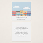 Cute Pastel Buildings Modern Order Insert Card Vierkante Visitekaartjes (Voorkant /achterkant)
