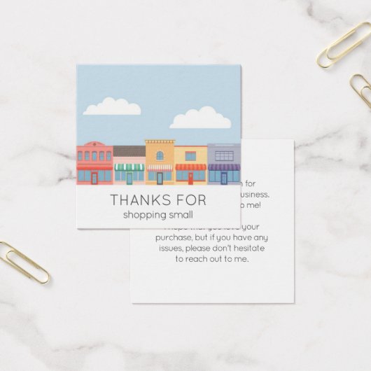 Cute Pastel Buildings Modern Order Insert Card Vierkante Visitekaartjes (Kantoor)