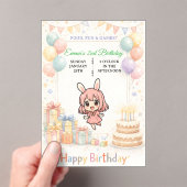 Cute Pastel Bunny Birthday Invitation Acryl Uitnodigingen (Insitu (Draagbaar))