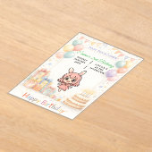 Cute Pastel Bunny Birthday Invitation Acryl Uitnodigingen (Laagn)