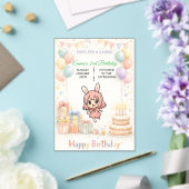 Cute Pastel Bunny Birthday Invitation Acryl Uitnodigingen (Insitu (Huwelijk))