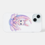 Cute Pastel Bunny iPhone Case – Moon Aesthetic iPhone 15 Case (Achterkant horizontaal)