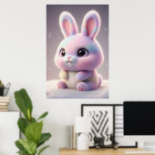 Cute Pastel Bunny – Kawaii Rabbit Poster Art (Thuiskantoor)