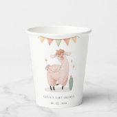 Cute Pastel Cactus Boho Llama Baby shower Papieren Bekers (Achterkant)