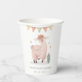 Cute Pastel Cactus Boho Llama Baby shower Papieren Bekers (Voorkant)