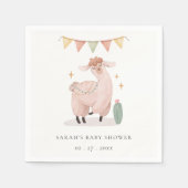 Cute Pastel Cactus Boho Llama Baby shower Servet (Voorkant)