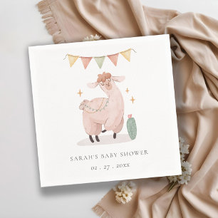 Cute Pastel Cactus Boho Llama Baby shower Servet