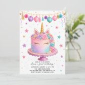 Cute Pastel Cake Smash Feest Uitnodiging voor Meis (Staand voorkant)