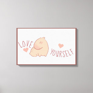 Cute pastel capybara canvas afdruk
