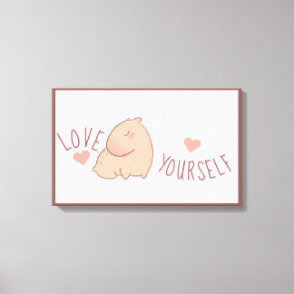 Cute pastel capybara canvas afdruk