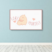 Cute pastel capybara canvas afdruk (Insitu (Houten vloer))