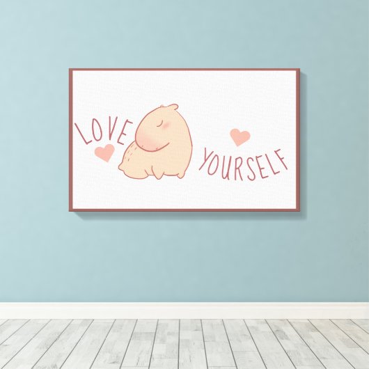 Cute pastel capybara canvas afdruk (Insitu (Houten vloer))