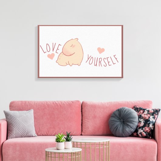 Cute pastel capybara canvas afdruk (Insitu (Woonkamer))