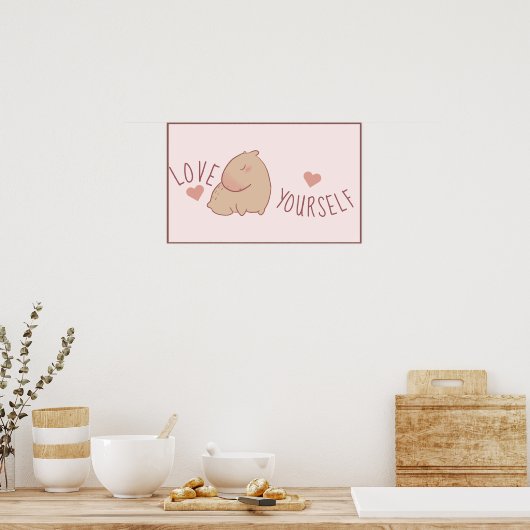 Cute pastel capybara poster (Keuken)