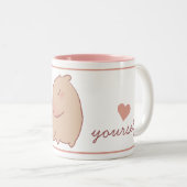 Cute pastel capybara tweekleurige koffiemok (Voorkant rechts)