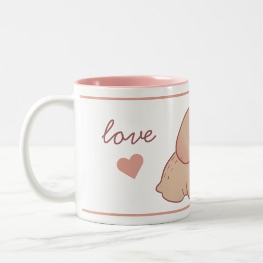 Cute pastel capybara tweekleurige koffiemok (Links)