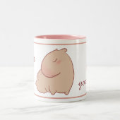 Cute pastel capybara tweekleurige koffiemok (Center)