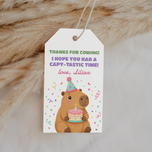 Cute Pastel Capybara Verjaardag Bedankt Favor Cadeaulabel