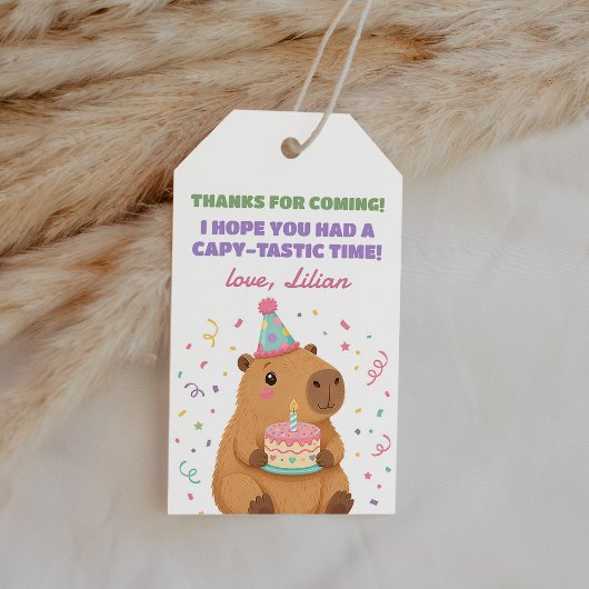 Cute Pastel Capybara Verjaardag Bedankt Favor Cadeaulabel