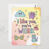 Cute Pastel Cat Monster Kawaii Art Briefkaart (Voorkant / Achterkant)