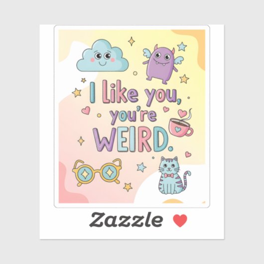 Cute Pastel Cat Monster Kawaii Art Sticker (Vel)