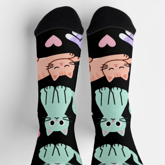 Cute Pastel Cats Crew Socks – Kitty Sokken (Top)