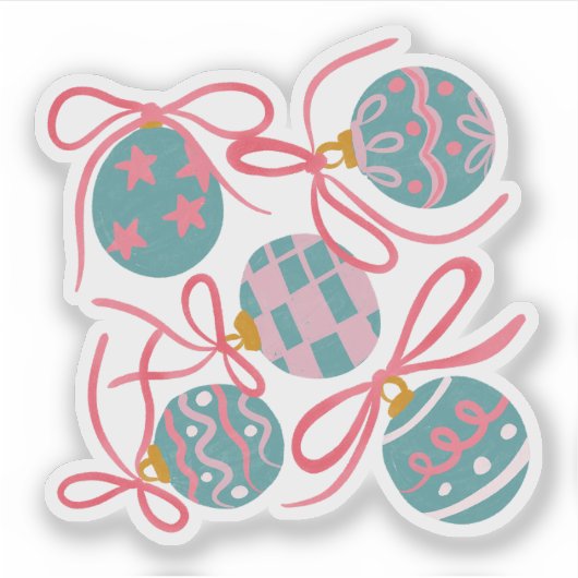 Cute Pastel Christmas Ornament Sticker (Voorkant)