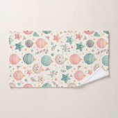 Cute Pastel Christmas Pattern Ornaments and Stars Bad Handdoek (Handdoek)