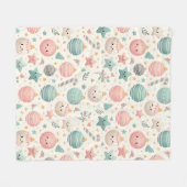 Cute Pastel Christmas Pattern Ornaments and Stars Fleece Deken (Voorkant (Horizontaal))