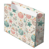 Cute Pastel Christmas Pattern Ornaments and Stars Groot Cadeauzakje (Voorkant Gekanteld)