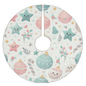 Cute Pastel Christmas Pattern Ornaments and Stars Kerstboom Rok (Voorkant)