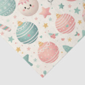 Cute Pastel Christmas Pattern Ornaments and Stars Tissuepapier (Detail)