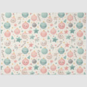 Cute Pastel Christmas Pattern Ornaments and Stars Tissuepapier (Voorkant)