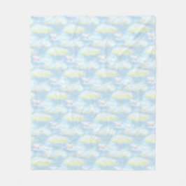 Cute Pastel Clouds on Light Blue Fleece Deken
