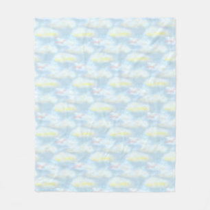 Cute Pastel Clouds on Light Blue Fleece Deken